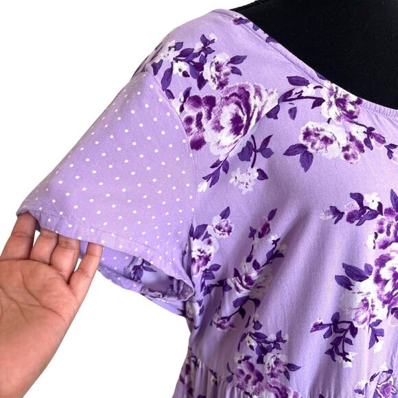 Women Within Women's Plus Boho Floral Mixed Print Maxi Dress Purple Size 22W - Picture 5 of 12